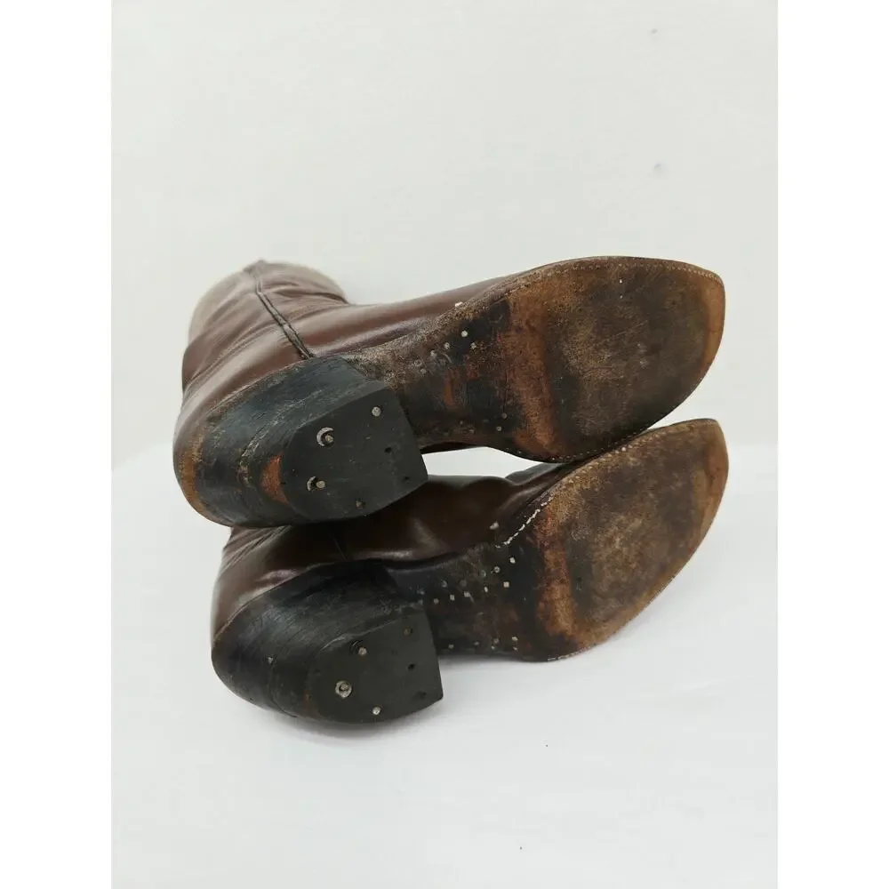 Vintage Justin Men's Knee High Western Cowboy Boots Brown 11
